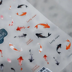 Chinese Black Red Lucky Carp Fish 3D Self Adhesive Nail Art Stickers 5D Soft Relief Nail Phone Decals Goldfish Beach Sea Summer (ONLINE ORDER ONLY)