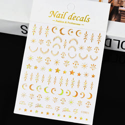 1 Sheet Star Nail Art Stickers 3d Self Adhesive Nail Decals Black White Golden Silver Color Star Design Nail Supplies Accessory (ONLINE ORDER ONLY)