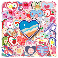 10/30/50PCS Pink Love Stickers Cartoon Heart Decals Decoration DIY Notebook Phone Skateboard Bike Laptop Fridge Kids Sticker Toy (ONLINE ORDER ONLY)
