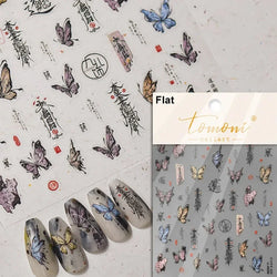 Charming Beautiful Black White Small Butterfly Flower Petal Love Heart Bowknot 5D Self Adhesive Nail Art Sticker Manicure Decals (Online Order Only)