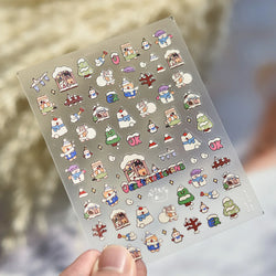 Cat House Snow Tree Window Fish Star Shiny Snowman Duck 5D Self Adhesive Nail Art Stickers Hat Apple Rhinestone Manicure Decals (ONLINE ORDER ONLY)