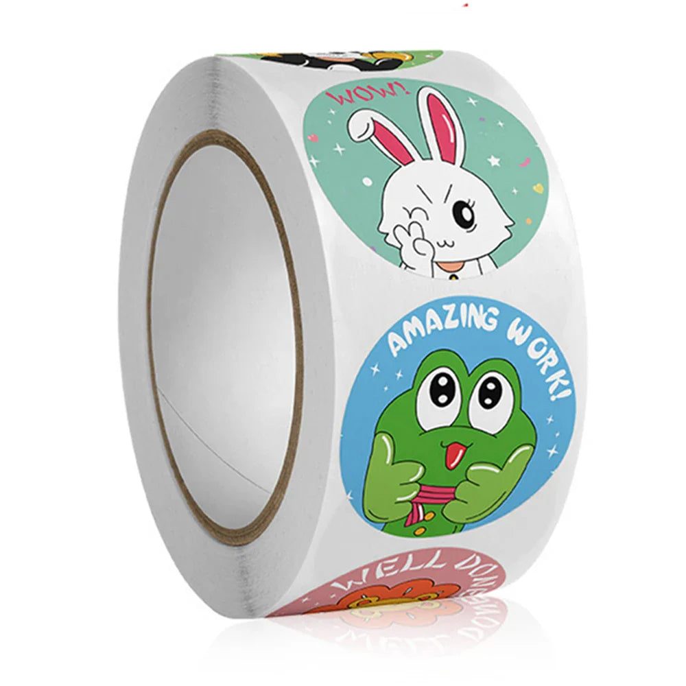 100-500pcs Kids Cute Animals Round  Reward stickers for Children Teaching Toy Gift Card Party Packaging Wrapping Labels (Online Order Only)