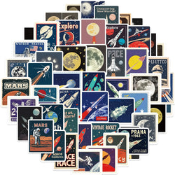 Cartoon Space Travel Stickers for Suitcase, Skateboard, Laptop, Luggage, Phone - 10/30/50 Pcs (ONLINE ORDER ONLY)