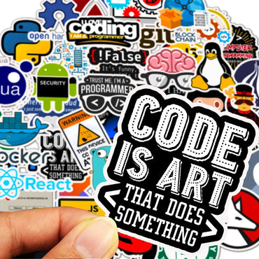 10/30/50PCS Kawaii programming Sticker Aesthetic PVC Stationery Children's Sketchbook Laptop Diary Scrapbook Supplies for Kids (ONLINE ORDER ONLY)