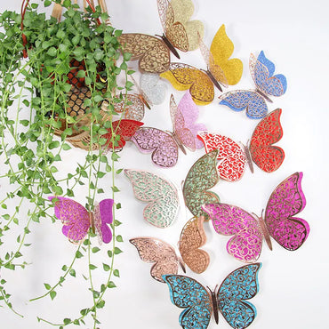 12 Pcs Double Layer Butterfly Wall Stickers Home Decor (Online Order Only)