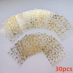30pcs Black Flowers Nail Art Stickers 3D Self Adhesive Daisy Floral Nail Tips Design Decals Manicure Supplies For Women & Girls* (ONLINE ORDER ONLY)