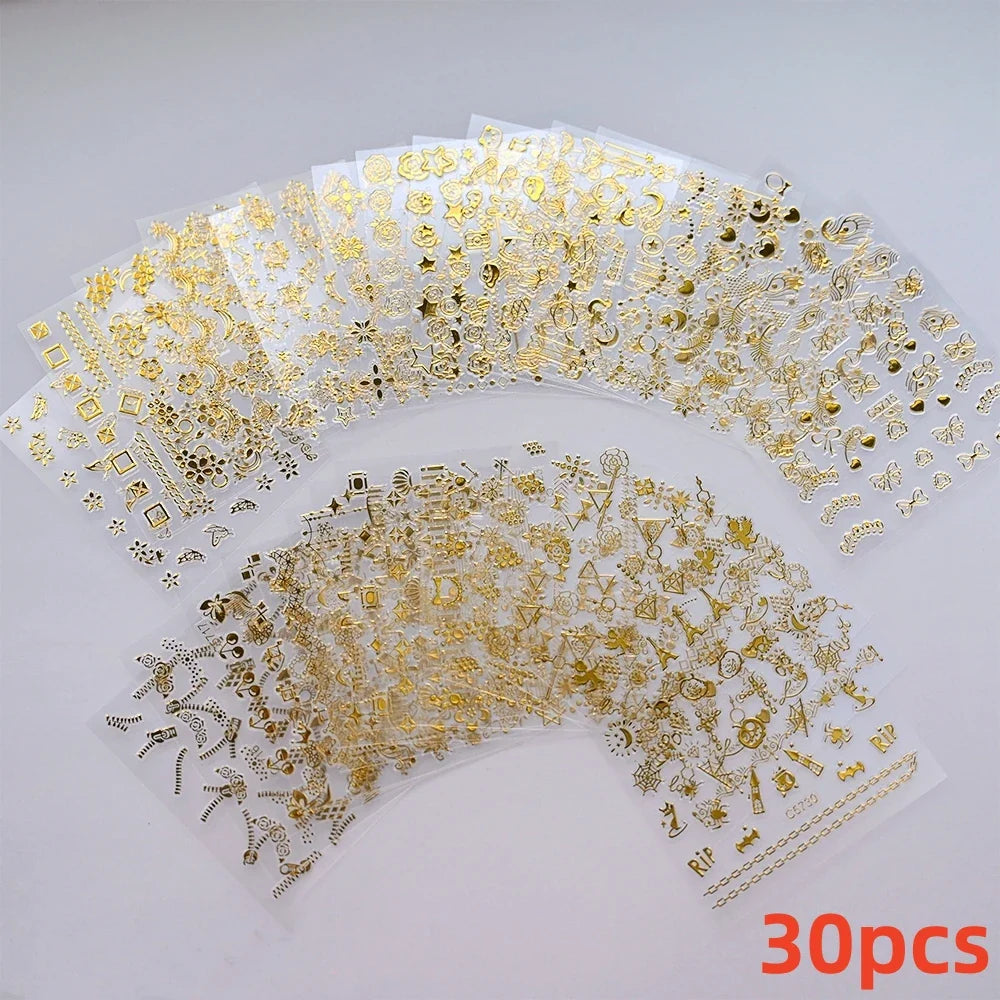 50 Sheets! 3D Flower Nail Art Stickers Decals NOT Repeat Black/White/Colorful Self Adhesive Nail Sticker Decals Random Pattern * (ONLINE ORDER ONLY)