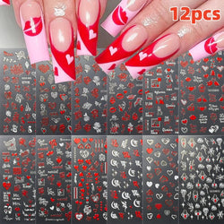 12PCS French Tassel Crescent Moon Arc Self Adhesive Nail Art Sticker 3D French Kiss Crescent Nail Stickers Lines Manicure Decals (ONLINE ORDER ONLY)