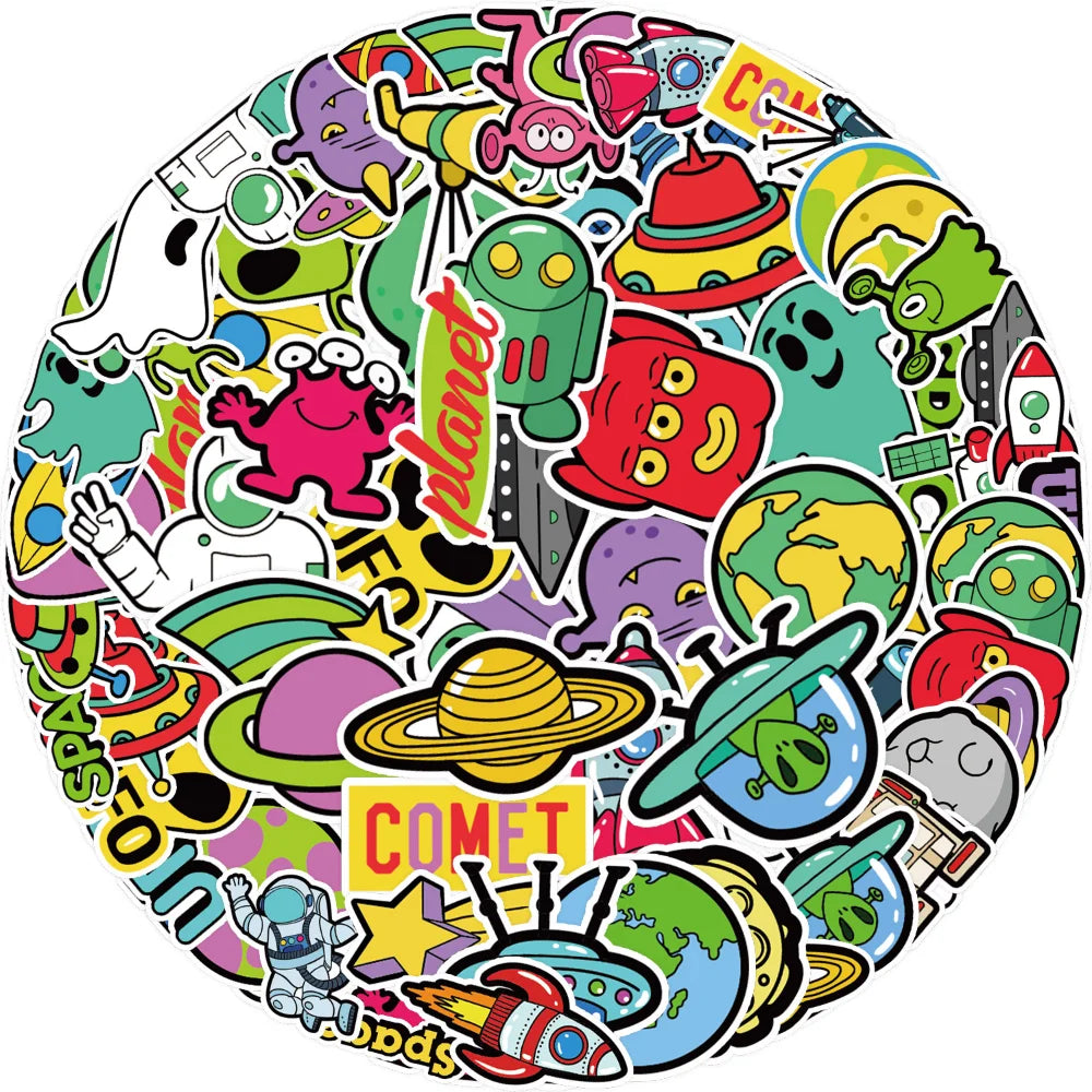 10/50Pcs Cartoon Alien Graffiti For Suitcase Guitar Diary Computer Skateboard Toy Decoration Decoration Decals Sticker (ONLINE ORDER ONLY)