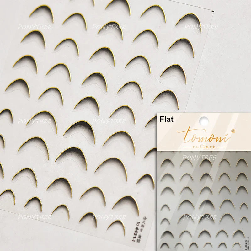 Golden Ink Brush Hot Stamping Irregular Lines Texture Sensation Moon Advanced Feeling Adhesive Nail Art Sticker Manicure Decals (Online Order Only)