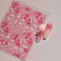 Lace Bowknot Hollow Out Fabric Art Fragmentation Sensation Petal Embossed Hottie Adhesive Nail Art Sticker Chic Manicure Decals (ONLINE ORDER ONLY)