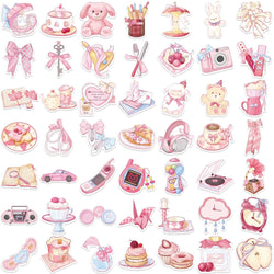 50Pcs Kawaii Cartoon Pink Stickers Cute Aesthetics DIY Toy Gift Graffiti Waterproof Decal for Phone Luggage Laptop Scrapbook (ONLINE ORDER ONLY)