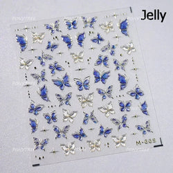 Green Blue Glass Butterfly Lily Flowers Star Line Water Droplet Charming Shiny Self Adhesive Nail Art Stickers Manicure Decals (ONLINE ORDER ONLY)