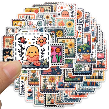 10/30/50PCS Cute Cartoon Stamp Flower Animal Stickers DIY Skateboard Phone Bike Suitcase Laptop Notebook Bike Kids Sticker Toys (ONLINE ORDER ONLY)