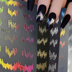 6pcs/Set High Gloss Reflective Nail Sticker Glitter Laser Silver Dark Flashy Effect Manicure 3D Nail Art Decoration Sticker Y2K* (ONLINE ORDER ONLY)