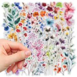 50 Ink Flower Stickers Transparent PET for Phone Case, Handbook, Water Cup (Online Order Only)