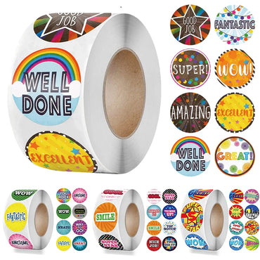 100-500pcs Cute Reward Stickers Roll with Word Motivational Stickers for School Teacher Kids Student Stationery Stickers Kids (Online Order Only)
