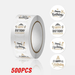 100-500pcs Happy Birthday Cake Party Sticker Creative Cartoon Decorative Holiday Gift Sticker Envelope Sealing Sticker (ONLINE ORDER ONLY)
