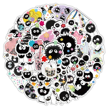 10/30/50PCS Soot Sprites Stickers Cute Elf Cartoon Sticker DIY Decoration Luggage Laptop Phone Guitar Car Bike Sticker Kids Toys (Online Order Only)