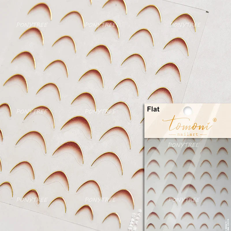 Golden Ink Brush Hot Stamping Irregular Lines Texture Sensation Moon Advanced Feeling Adhesive Nail Art Sticker Manicure Decals (Online Order Only)