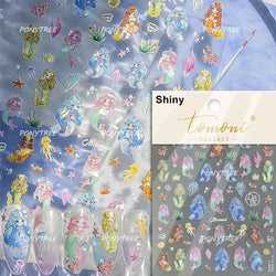 Hot Stamping Laser Shell Conch Starfish Pearl Whale Coral Dolphin Summer Beach Sea Wave Jellyfish Bubble Nail Art Stickers Decal (ONLINE ORDER ONLY)