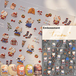 Cat House Snow Tree Window Fish Star Shiny Snowman Duck 5D Self Adhesive Nail Art Stickers Hat Apple Rhinestone Manicure Decals (ONLINE ORDER ONLY)