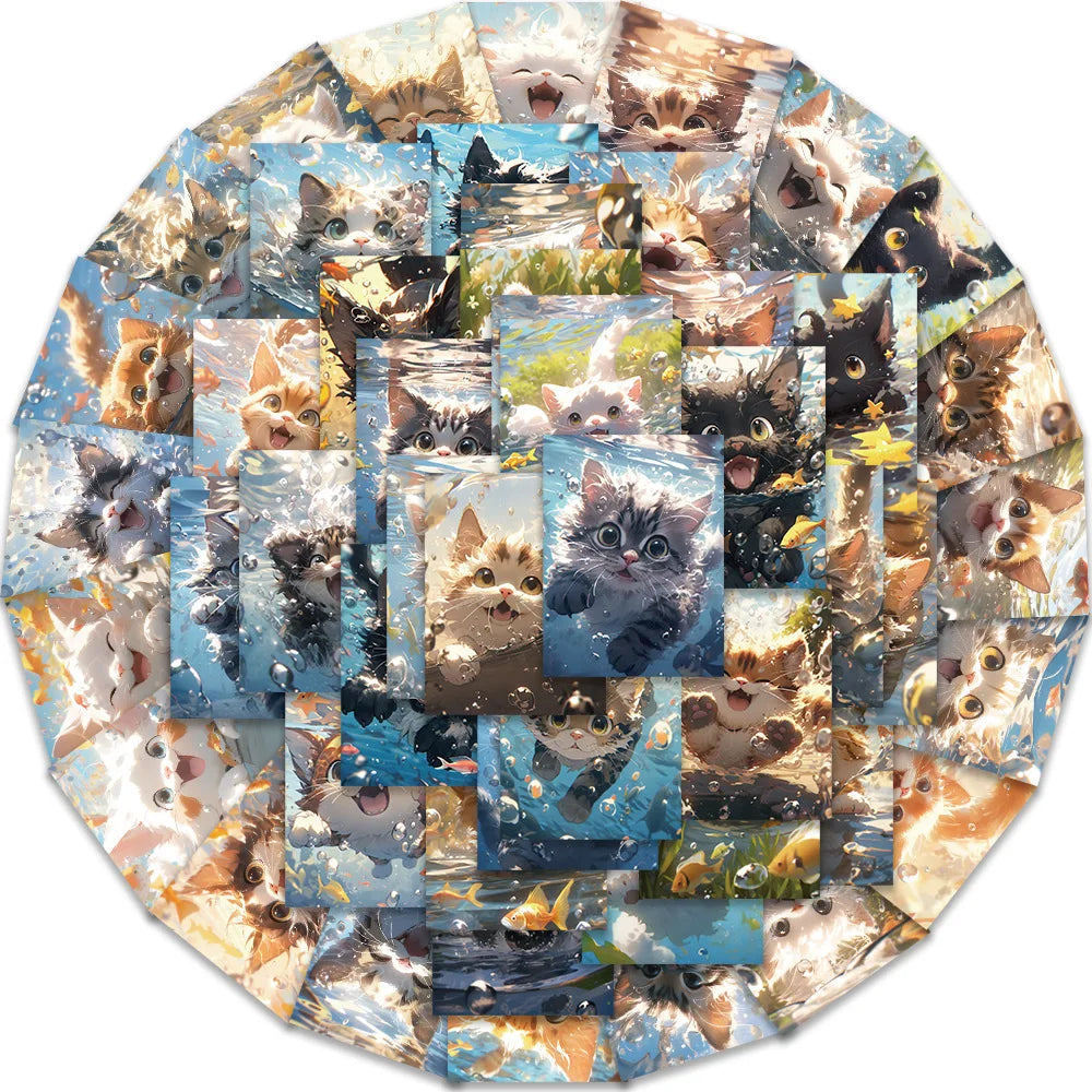 Cute Cat Cartoon Waterproof Stickers - 10/30/50PCS for Skateboard, Phone, Fridge, Bike (Online Order Only)