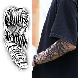 1pc Dark floral waterproof temporary tattoo stickers, lasting 1-2 weeks, simulates semi-permanent fake tattoos (Online Order Only)