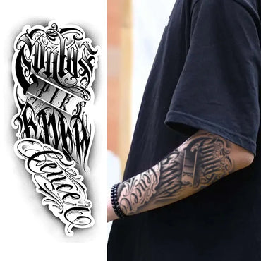 1pc Dark floral waterproof temporary tattoo stickers, lasting 1-2 weeks, simulates semi-permanent fake tattoos (Online Order Only)