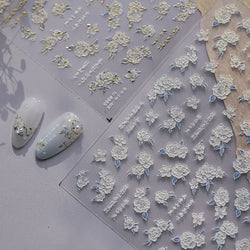 Camellia Tea After Rain Fragrant Flower Paint in Gold White Antique Chinese Characters Adhesive Nail Art Stickers Manicure Decal (ONLINE ORDER ONLY)