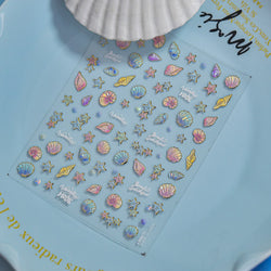 Shiny Colourful Marine Shell Starfish Ocean Elements Star Water Bubbles Star Conch Underwater Nail Art Stickers Manicure Decals (ONLINE ORDER ONLY)