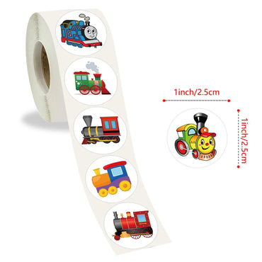 100-500pcs Kids Stickers Train Birthday Party Sticker Traffic Round Reward Sticker For Boys Girls Gift Label Stationery (Online Order Only)