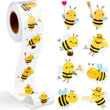 100-500pcs Cartoon Bee Stickers Cute Animal Sticker Waterproof Self-Adhesive Paper Mobile Rewards Sealing Label Decal Stationery (ONLINE ORDER ONLY)