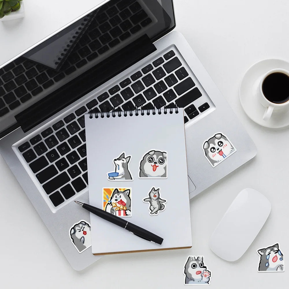 10/30/50PCS Silly Husky Stickers Cute Dog Meme Graffiti Toy Cartoon DIY Decoration Laptop Phone Guitar Car Bike Skateboard Decal (ONLINE ORDER ONLY)