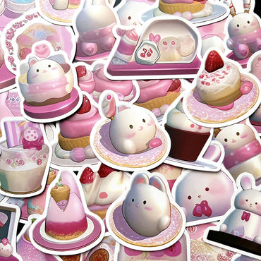 10PCS Pink Rabbit Anime Stickers for Luggage, Skateboard, DIY, Kawaii Graffiti (ONLINE ORDER ONLY)