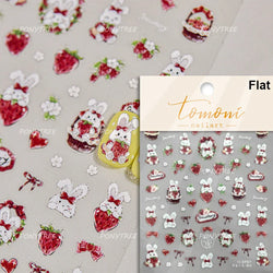 Cute White Rabbit Bunny Strawberry Flower Pudding Star Bowknot Fruit Delicate Adhesive Nail Art Sticker Charming Manicure Decal (Online Order Only)