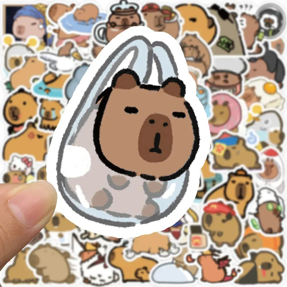 Capybara Cartoon Animal Stickers - 10/30/50/100pcs for Laptop, Fridge, Notebook, Diary, Kids Toys (Online Order Only)