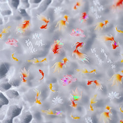 Pink Lotus Flower Red Gold Koi Carp Fish Tail Fancy Carp Self Adhesive Nail Art Decorations Stickers Manicure Decals Wholesale (ONLINE ORDER ONLY)