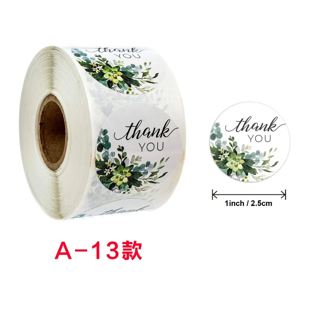 50-500pcs 1inch Flowers Round Labels Thank You Stickers Baking Seal Labels for Shop Business Package Gift Sticker Wedding Party (ONLINE ORDER ONLY)