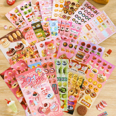 25 Pages Ins Retro Cute Food Cake Decorative Stickers Book Scrapbooking Phone Case DIY Journal Collage Material Sticker Gift (ONLINE ORDER ONLY)