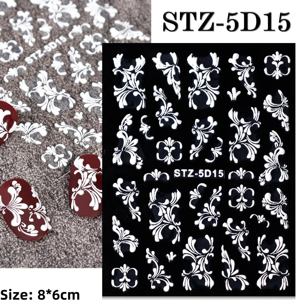 Cute Deer Christmas Nail Stickers 5D Embossed Elk Star Gingerbread Man Snowflake Santa Claus Holly DIY Winter Engraved Manicure* (ONLINE ORDER ONLY)