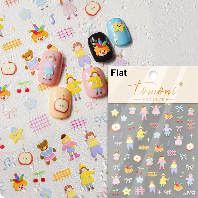 Bowknot Dog puppy Christmas Hat Strawberry Cake Food Coffee Cherry Love Heart Adhesive Nail Art Sticker Reliefs Manicure Decals (Online Order Only)