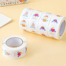 100-500pcs Happy Birthday Cake Party Sticker Creative Cartoon Decorative Holiday Gift Sticker Envelope Sealing Sticker (ONLINE ORDER ONLY)
