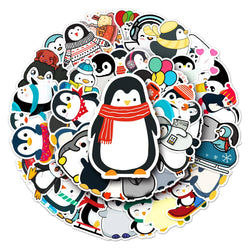 50Pcs Penguin Cartoon Waterproof Vinyl Stickers for Skateboard Snowboard (ONLINE ORDER ONLY)