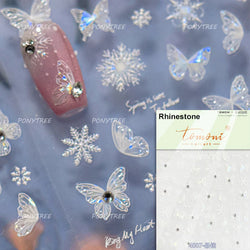 Chic Beautiful White Butterfly Shiny Lace Star Adhesive Nail Art Stickers Animals Charm Snowflake Manicure Decals Nail Supplies (Online Order Only)