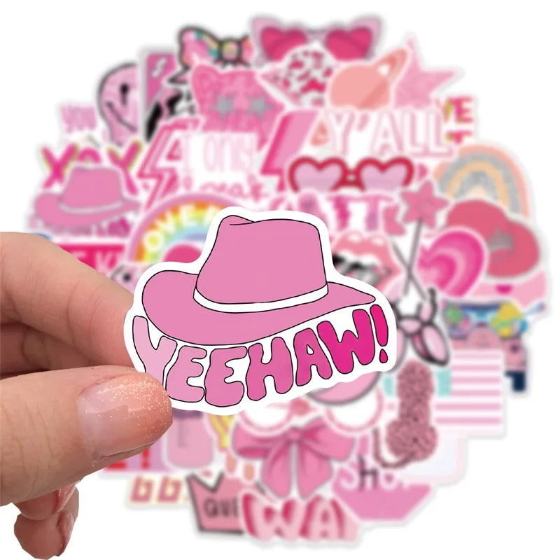 10/30/50PCS Cute Pink Thing PVC Sticky Sticker Aesthetic DIY Korean Stationery Decoration Scrapbooking School Supplies for Kids (Online Order Only)