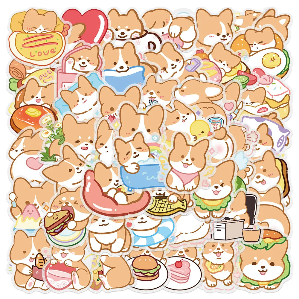 50pcs Cute Puppy Graffiti Stickers for Helmet, Wall, DIY Decoration (ONLINE ORDER ONLY)