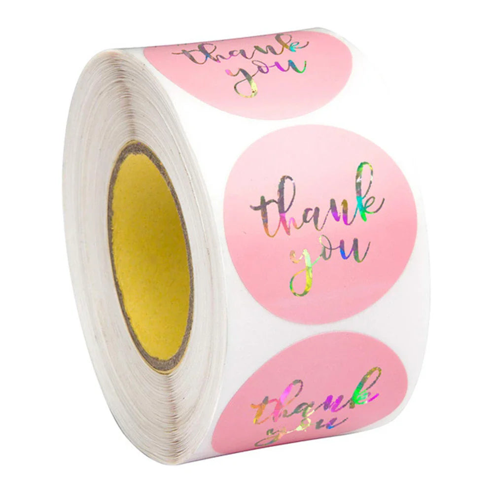 500pcs/roll Round Brown labels Thank You Kraft Stickers 1 inch Wedding Pretty Gift Envelope Sealing Label Stickers Stationery (ONLINE ORDER ONLY)