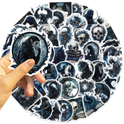 50Pcs Gothic Wizard Skeleton Stickers For Phone Case Book Decoration DIY Gifts Cute Animal Pattern Waterproof Vinyl Decals (ONLINE ORDER ONLY)