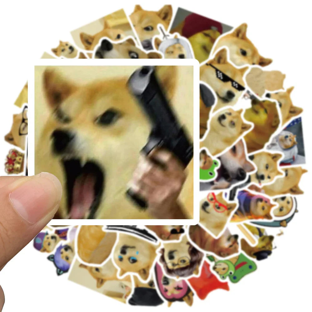 50pcs Funny Spoof Dogs Meme Sticker For Laptop Water Bottle Phone Kids Toy Waterproof Graffiti Bicycle Car Decals (ONLINE ORDER ONLY)